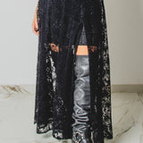 385 - CARMEN Skirt – Gonna Carmen – Gonna lunga in pizzo nero con maxi spacco TG 42/46