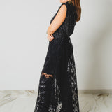 385 - CARMEN Skirt – Gonna Carmen – Gonna lunga in pizzo nero con maxi spacco TG 42/46