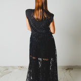 385 - CARMEN Skirt – Gonna Carmen – Gonna lunga in pizzo nero con maxi spacco TG 42/46