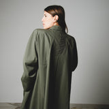 386 Green upcycling vintage trench coat with raglan sleeves, rhinestones and hand-painted illustration - size 48/50