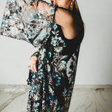 25/38 - Kimono GUSTAVO sartoriale lungo tulle e pizzo ricamato a fiori
