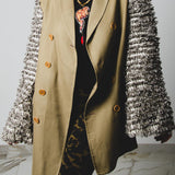 391 Light green double-breasted tailored jacket with frayed sleeves Size 50/52