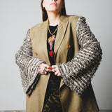 391 Light green double-breasted tailored jacket with frayed sleeves Size 50/52