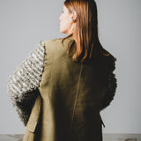 391 Light green double-breasted tailored jacket with frayed sleeves Size 50/52