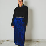 391 – easy Slim | Gonna Plissé blu  Metallizzato