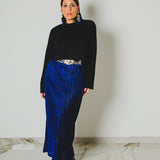 391 – easy Slim | Gonna Plissé blu  Metallizzato