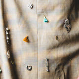 392 Vintage Valentino Beige Check Jacket with Hand-Sewn Appliques - Lightweight Wool - Size 48