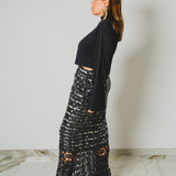 393 – easy Slim | Gonna con rete di Paillettes e sottogonna a Righe