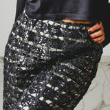 393 – easy Slim | Gonna con rete di Paillettes e sottogonna a Righe