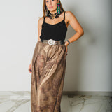 39 - Pantalone palazzo NICOLE  sartoriale in lana effetto metallizzato bronzo