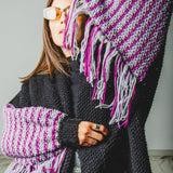 CARDIGAN LUNGO CON FRANGE MULTICOLORE - HANDMADE