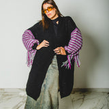 CARDIGAN LUNGO CON FRANGE MULTICOLORE - HANDMADE