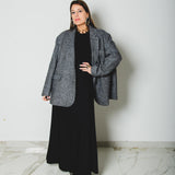 FUCHSIA JACQUARD BOMBER STYLE JACKET - REVERSIBLE IN BLACK VELVET FABRIC - CONTRASTING POCKETS