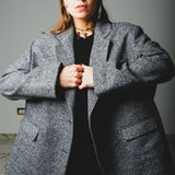 FUCHSIA JACQUARD BOMBER STYLE JACKET - REVERSIBLE IN BLACK VELVET FABRIC - CONTRASTING POCKETS