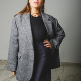 FUCHSIA JACQUARD BOMBER STYLE JACKET - REVERSIBLE IN BLACK VELVET FABRIC - CONTRASTING POCKETS