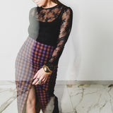 3 – Gonna Alma Tartan couture sartoriale in lana viola TG 1 - 40