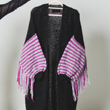 CARDIGAN LUNGO CON FRANGE MULTICOLORE - HANDMADE