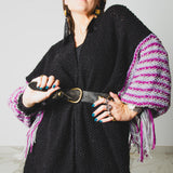 CARDIGAN LUNGO CON FRANGE MULTICOLORE - HANDMADE
