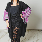 CARDIGAN LUNGO CON FRANGE MULTICOLORE - HANDMADE