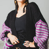 CARDIGAN LUNGO CON FRANGE MULTICOLORE - HANDMADE
