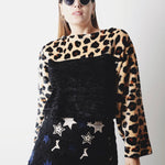 Felpina crop sartoriale in velluto e pile leopardato  - tessuto MaxMara 