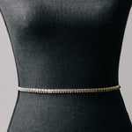 Cinturina gioiello con 2 file -  strass argento