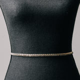 Cinturina gioiello con 2 file -  strass argento