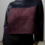 Felpa crop sartoriale in tessuto operato e pile nero  - tessuto MaxMara
