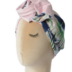 Fascia modellabile per capelli in cotone rosa e con fantasie double-face