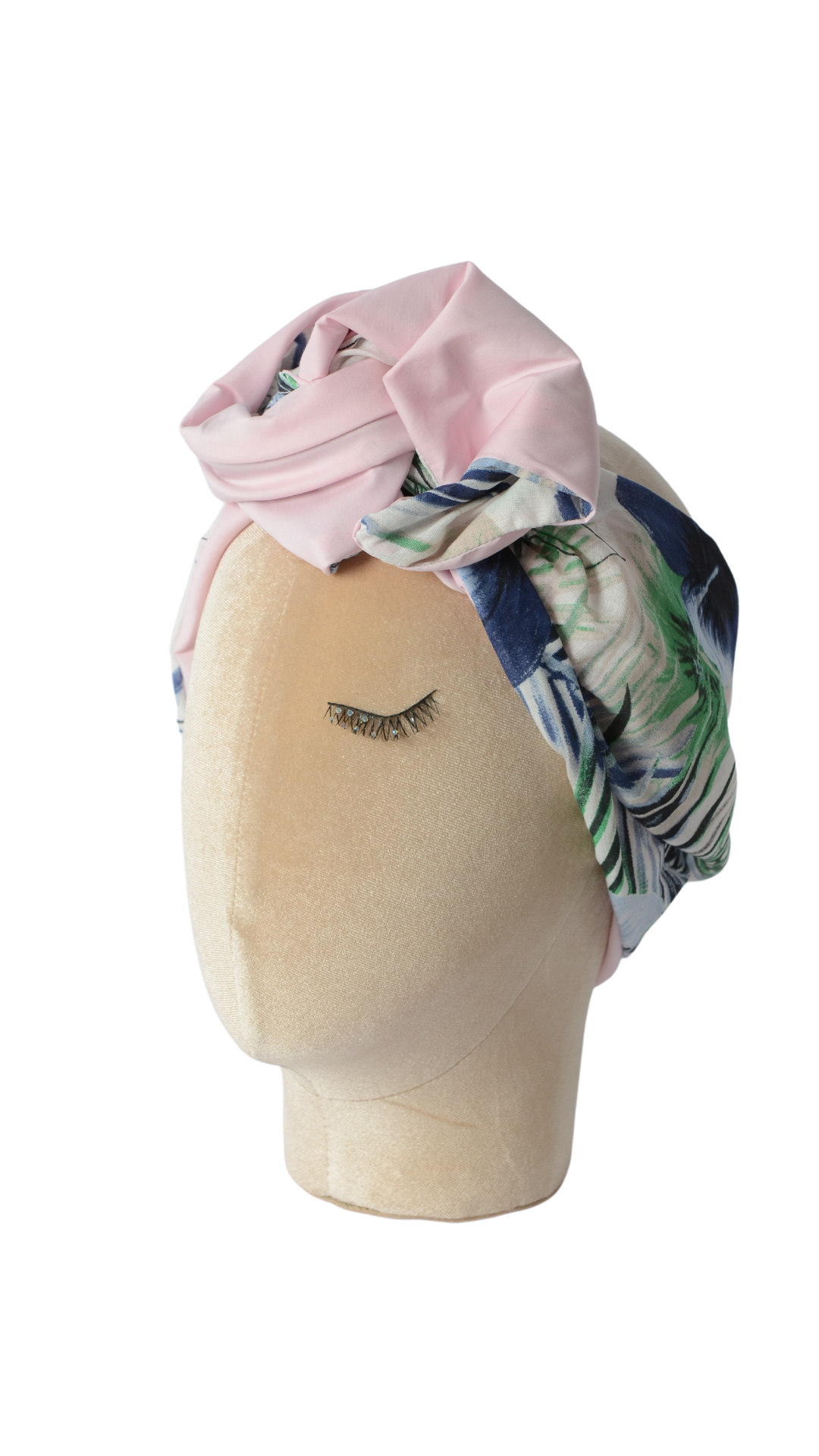 Fascia modellabile per capelli in cotone rosa e con fantasie double-face