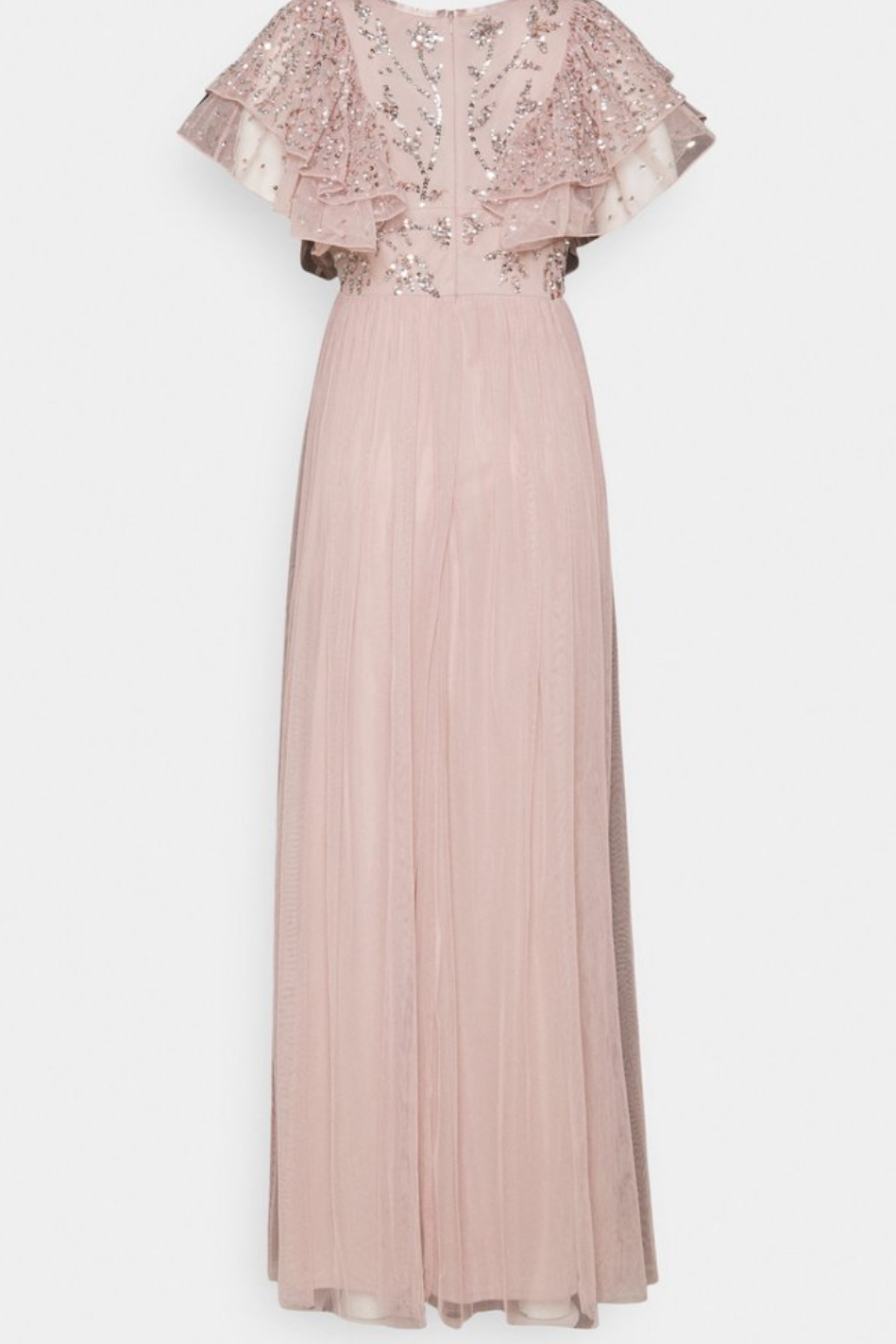 Vestito rosa con maniche volant e paillettes Tg 44
