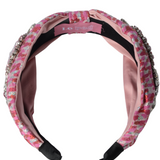 Cerchietto gioiello a fascia piatto rosa maculato con applicazioni KOMBAT PINK