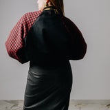 Bomber sartoriale imbottito in lana nero e bordeaux - double face