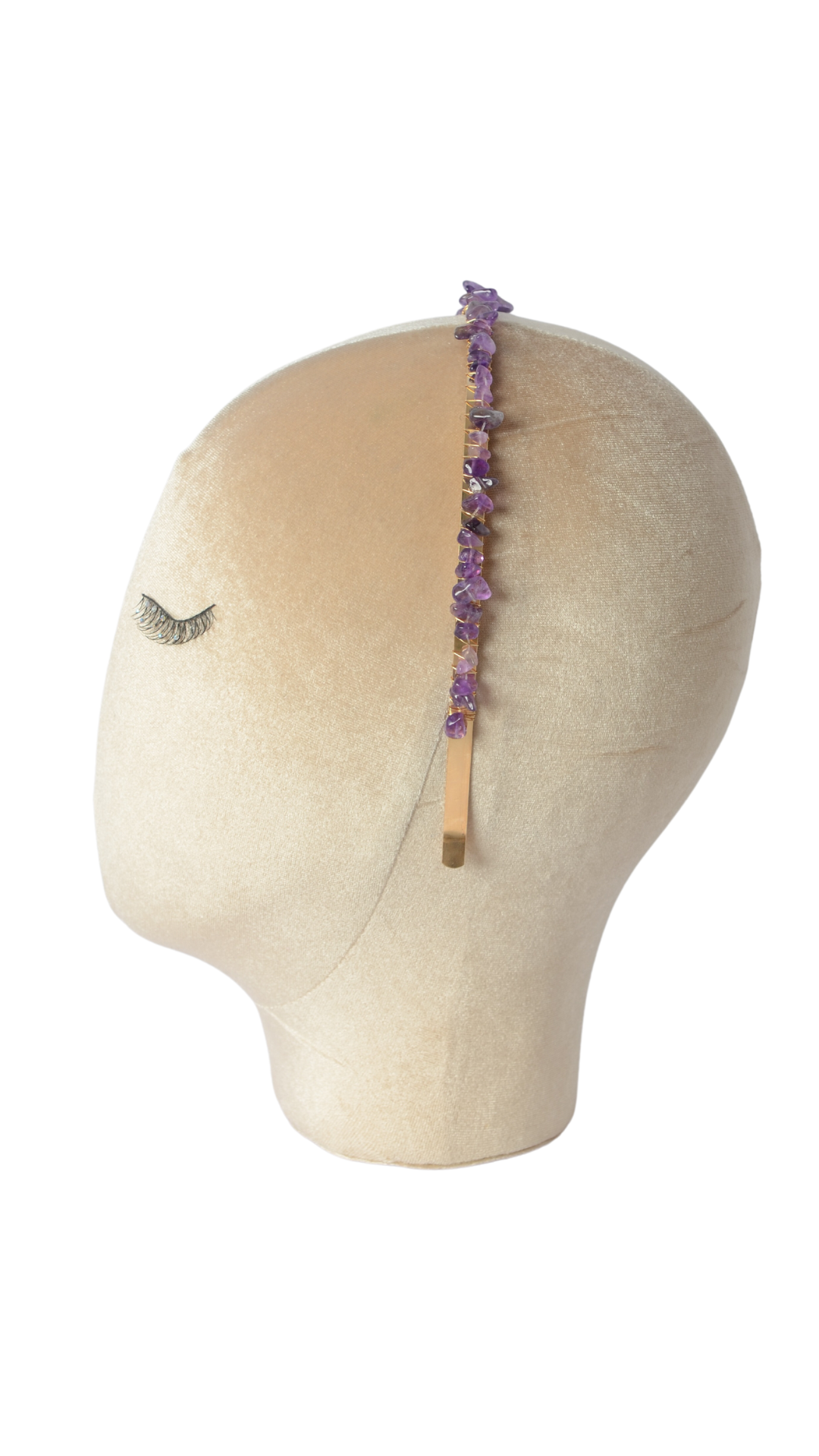 Cerchietto metallico oro con pietre viola PURPLE STONES