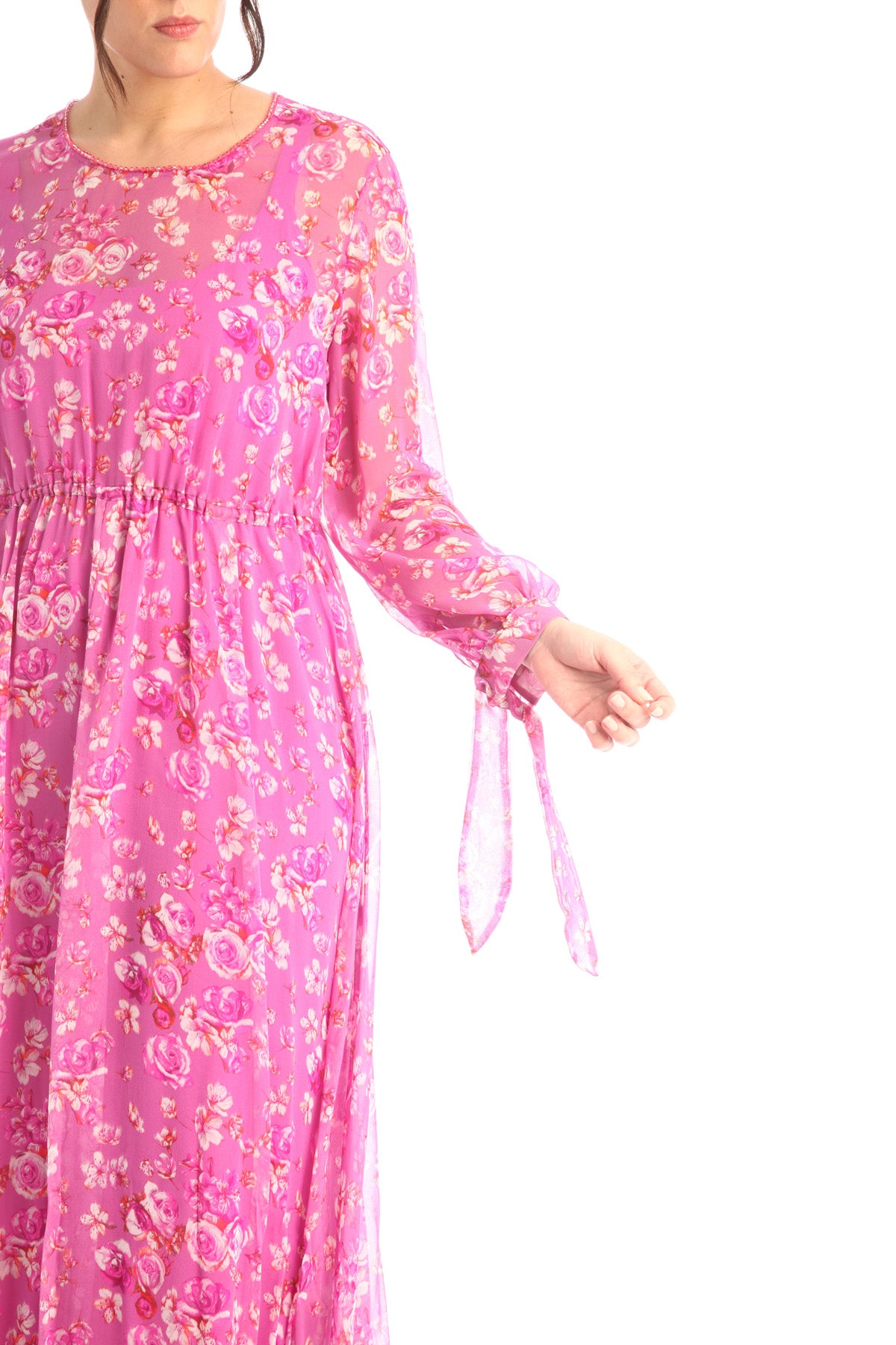 Vestito rosa in georgette di seta rosa tg 54