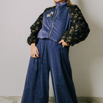 Bomber crop sartoriale imbottito viola e marrone- reversibile