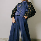 Bomber crop sartoriale imbottito viola e marrone- reversibile