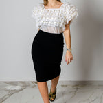 Camicetta vintage con balze di pizzo bianco -TG L