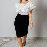Camicetta vintage con balze di pizzo bianco -TG L