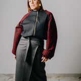 Bomber sartoriale imbottito in lana nero e bordeaux - double face