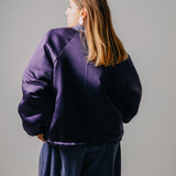 Bomber crop sartoriale imbottito viola e marrone- reversibile