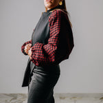 Bomber sartoriale imbottito in lana nero e bordeaux - double face