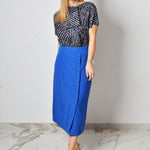 Gonna vintage longuette misto  lino blu con bottoni