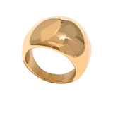 Anello in acciaio inossidabile placcato oro- modello rotondo - Misura 7