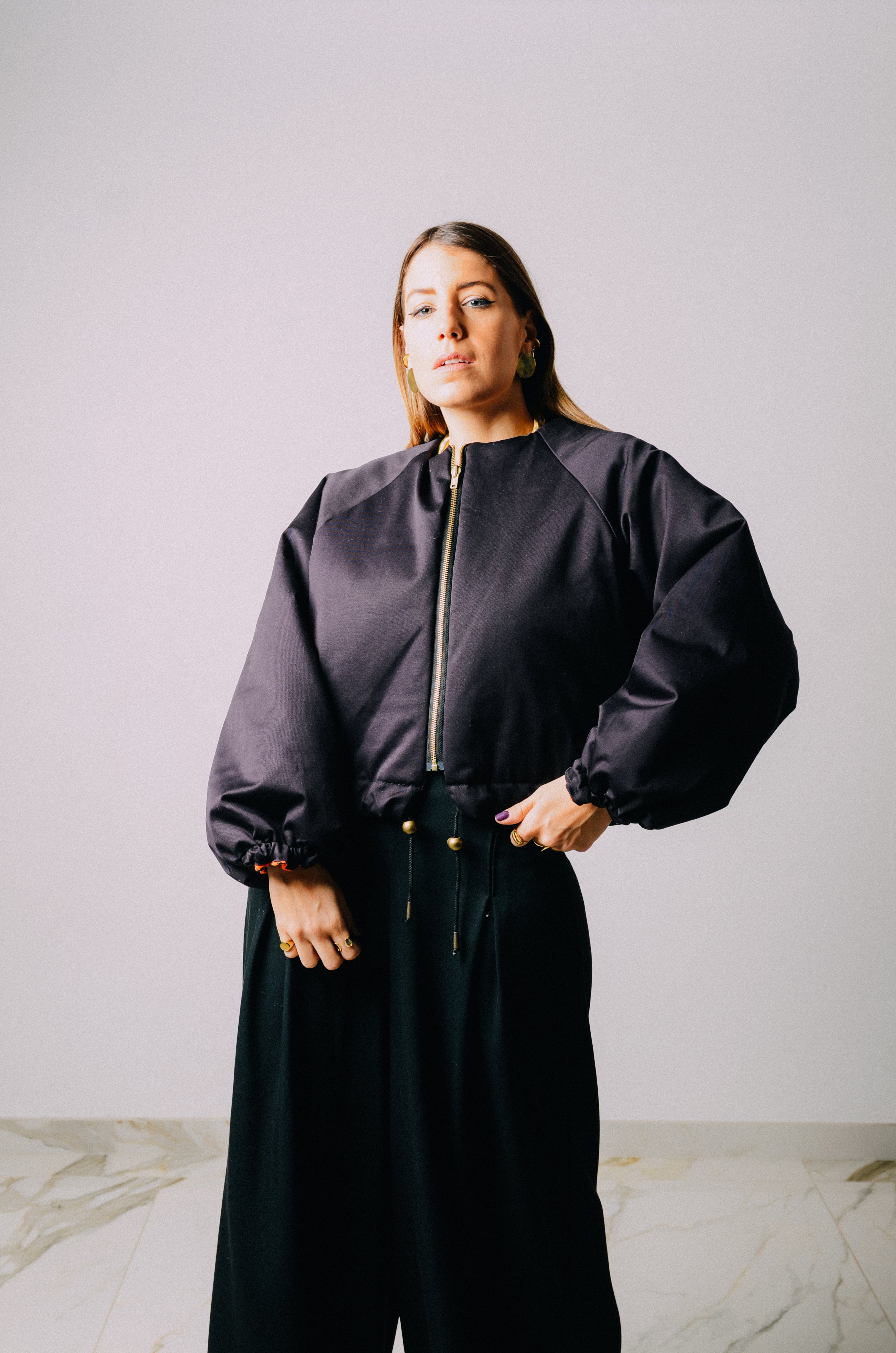 Bomber crop sartoriale imbottito - reversibile