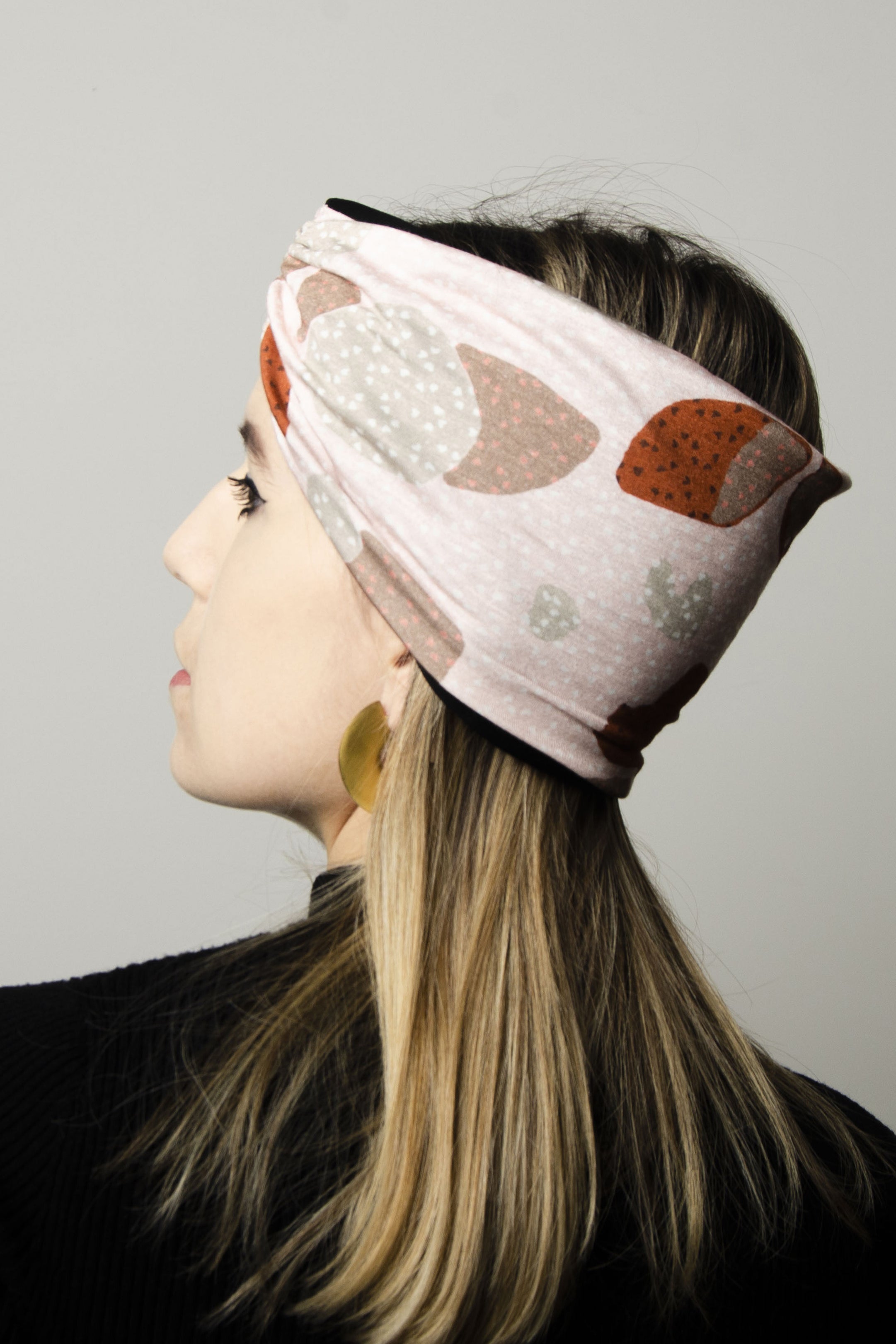 Fascia elastica per capelli rosa / nero doubleface