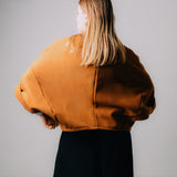 NATALINA - Giacca corta sartoriale in lana spessa, marrone.
