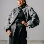 Bomber sartoriale imbottito in lana nero e bordeaux - double face
