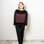 Felpa crop sartoriale in tessuto operato e pile nero  - tessuto MaxMara