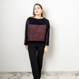 Felpa crop sartoriale in tessuto operato e pile nero  - tessuto MaxMara